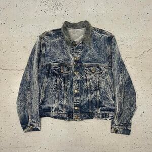 VTG 80s/90s Red Camel Blue acid wash Corduroy collar denim jacket